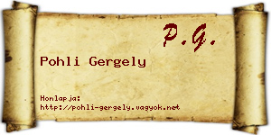 Pohli Gergely névjegykártya